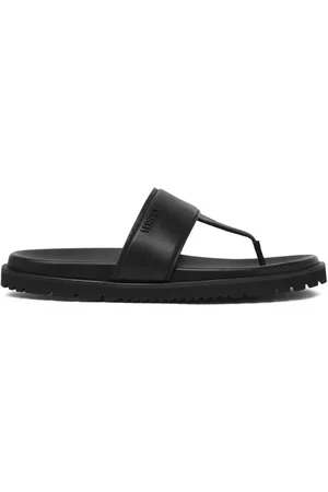 VERSACE Sandales en cuir à logo embossé
