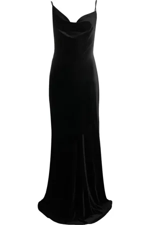 Serafini Robe longue en velours à col bénitier