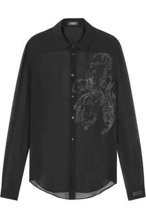 VERSACE Chemise à broderie Barocco Leaf