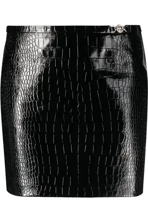 VERSACE Minijupe en cuir à effet peau de crocodile