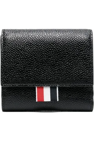 Thom Browne Portefeuille en cuir grainé à bande tricolore