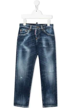 Dsquared2 Jean droit à effet usé