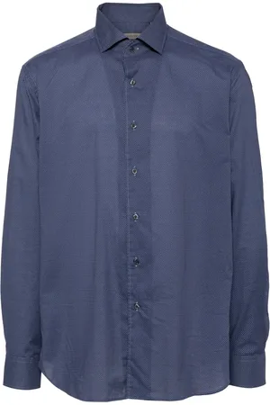 corneliani Chemise en coton à col biaisé