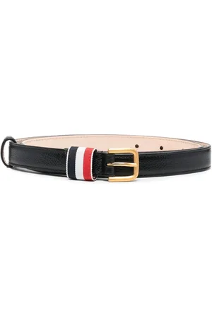 Thom Browne Ceinture en cuir grainé à rayures RWB