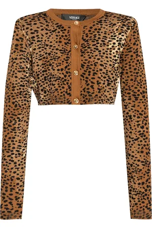 VERSACE Cardigan court à motif léopard