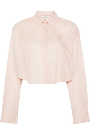 Acne Studios Chemise crop en coton à logo brodé