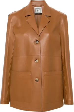 Totême Veste en cuir à revers crantés
