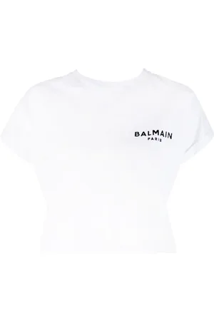 Balmain T-shirt crop à logo floqué