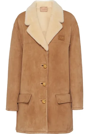 Prada Manteau en daim à col lainé
