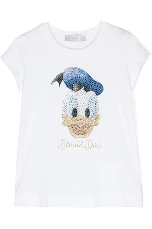 MONNALISA T-shirt imprimé à ornements en cristal