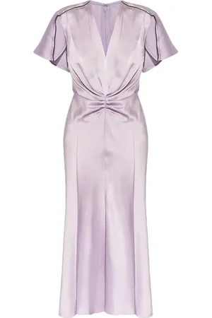 Victoria Beckham Robe mi-longue satinée à fronces