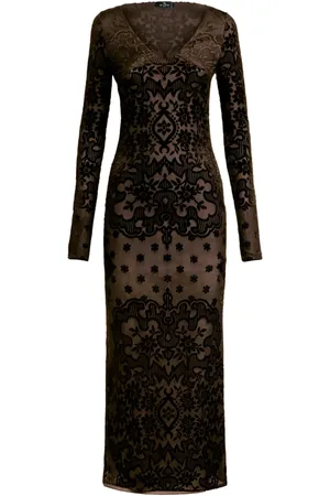 Etro Robe en velours à motif cachemire