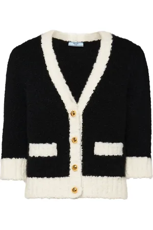Prada Cardigan en cachemire mélangé à bords contrastants