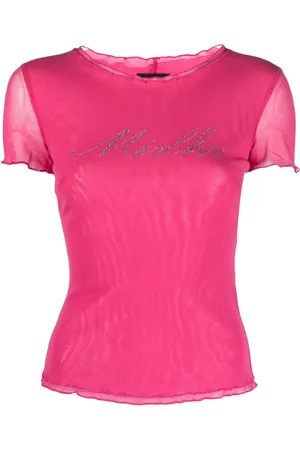 MISBHV T-shirt en résille à logo strassé