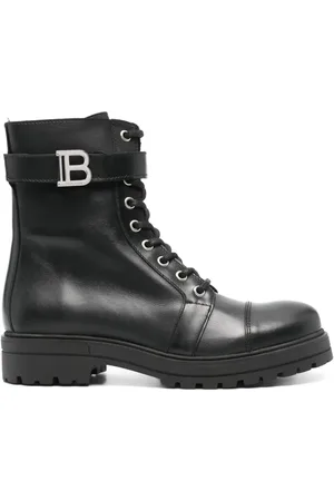Balmain Bottines en cuir à plaque logo