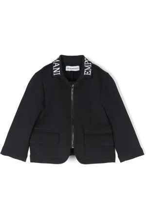 Emporio Armani Blazer à logo en intarsia