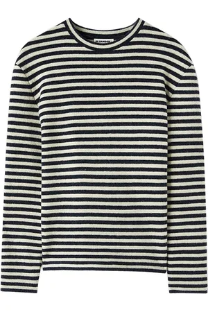 Jil Sander T-shirt rayé en laine à patch logo