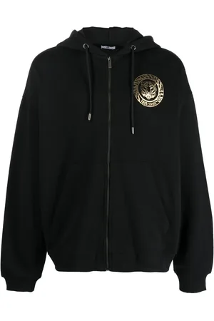 Roberto Cavalli Hoodie en coton à logo imprimé