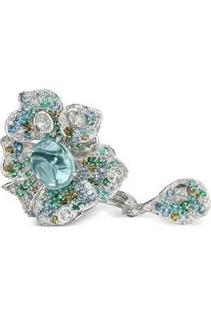 Anabela Chan Bague Aqua Peony en or blanc vermeil 18ct