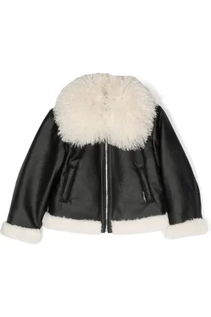 Twin-Set Veste zippée à col en peau lainé artificielle