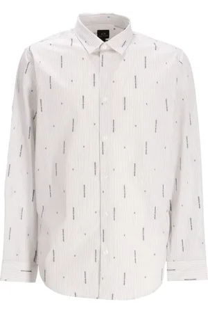 Armani Exchange Chemise rayée en coton à logo imprimé