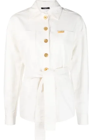 Balmain Veste en jean à plaque logo