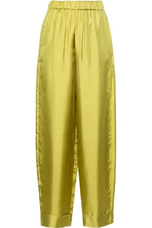 BLANCA Pantalon palazzo en soie à taille haute