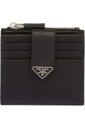 Prada Portefeuille en cuir Saffiano à plaque logo