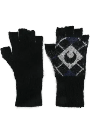 Marine Serre Gants Moon Argyle en maille