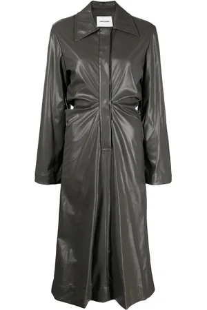 Low Classic Robe-chemise froncée en cuir artificiel