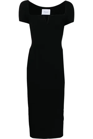GALVAN Robe en maille nervurée à col v