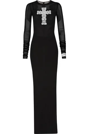 Dolce & Gabbana Robe longue en tulle à ornements