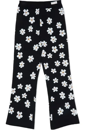 Marni Pantalon à fleurs en maille intarsia
