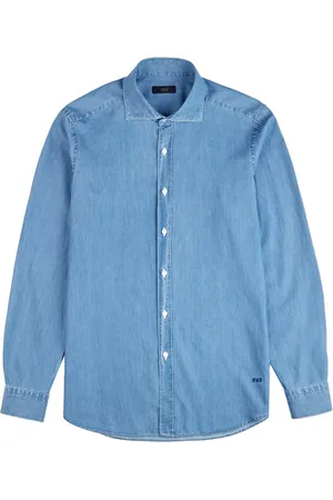 FAY Chemise en chambray à logo brodé