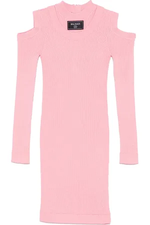 Balmain Robe courte en maille nervurée