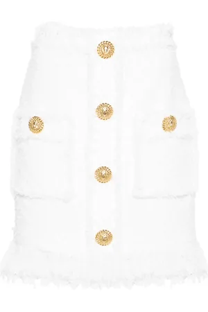 Balmain Minijupe en tweed à taille haute
