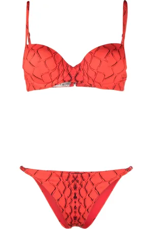Noire Swimwear Bikini à imprimé abstrait