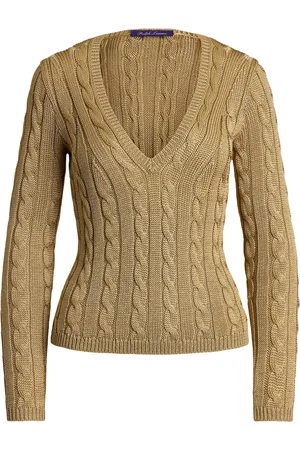 Ralph Lauren Pull en maille torsadée à col v