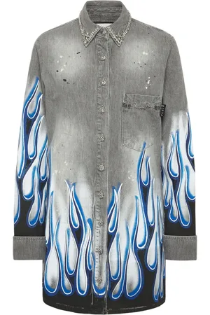Philipp Plein Chemise en jean à imprimé graphique