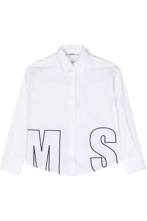 Msgm Chemise en coton à logo brodé