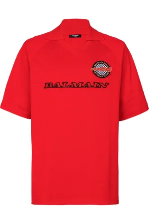 Balmain Polo en coton à patch logo