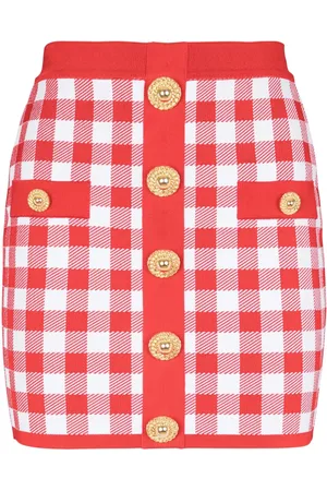 Balmain Minijupe en maille fine à carreaux vichy