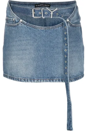 Y / PROJECT Minijupe en jean à taille ceinturée