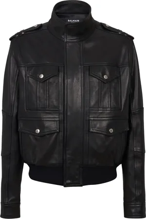 Balmain Veste en cuir à manches longues