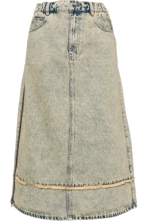 Izzue Jupe mi-longue en jean à effet délavé
