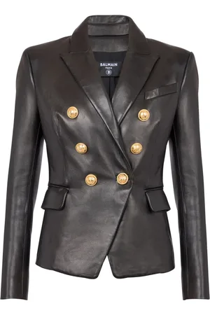 Balmain Blazer en cuir à boutonnière croisée