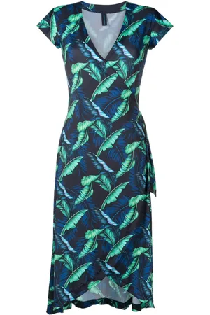 Lygia & Nanny Robe croisée Falcão à imprimé végétal