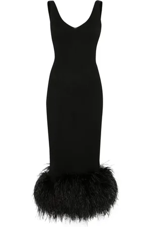 LOULOU Robe bordée de plumes à coupe longue