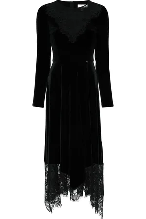 NISSA Robe mi-longue en velours à dentelle fleurie