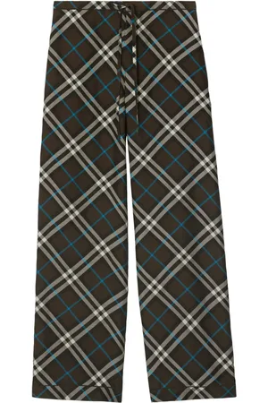 Burberry Pantalon en soie à carreaux
